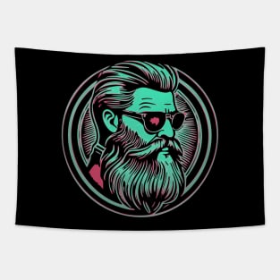 Hipster Bearded Man With Glasses Tapestry