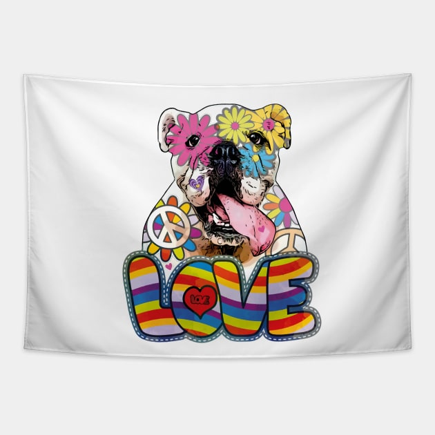 Peace Love Bulldogs Tapestry by PrettyPittieShop