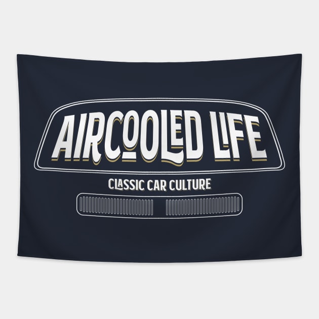 Aircooled Life - Classic Car Culture Bay Window bus design Tapestry by Aircooled Life