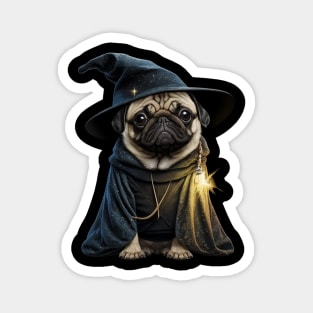 cute pug wizard in robe - adorable pug dressed up as wizard costume Magnet