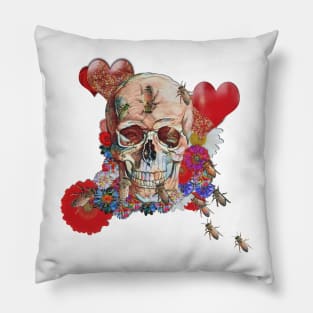 Flower Power Skull Pillow