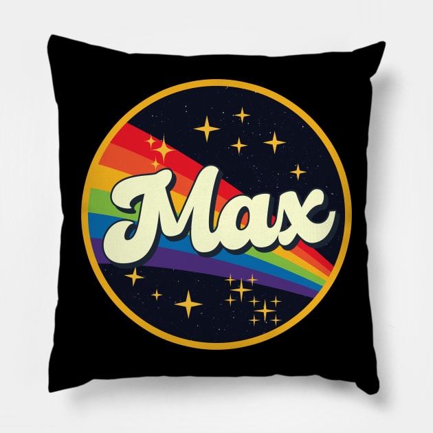 Max // Rainbow In Space Vintage Style Pillow by LMW Art