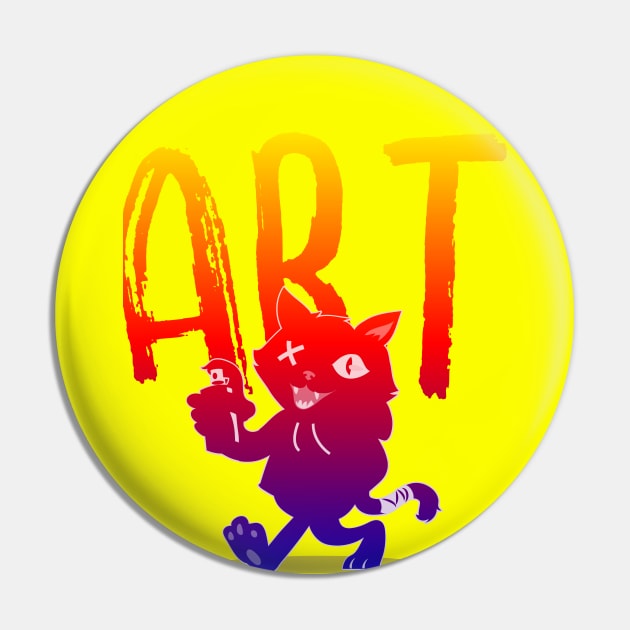 Retro Graffiti Art Summer Colors Cat Pin by TeachUrb