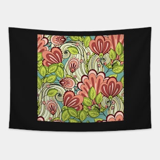 Print with Vintage Floral Motifs Tapestry