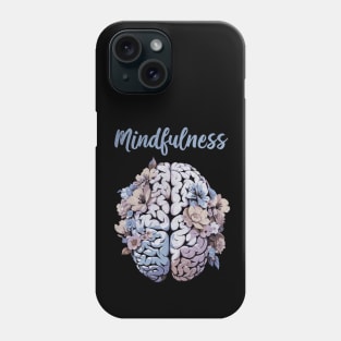 Mindfulness, cultivating Mental Health and Wellness, blue color floral brain Phone Case