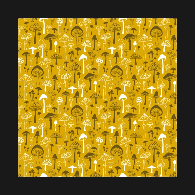 Mushrooms in Yellow by CajaDesign