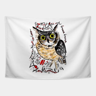 Spotted Eagle Owl, Bubo africanus, Gevlekte Ooruil Tapestry