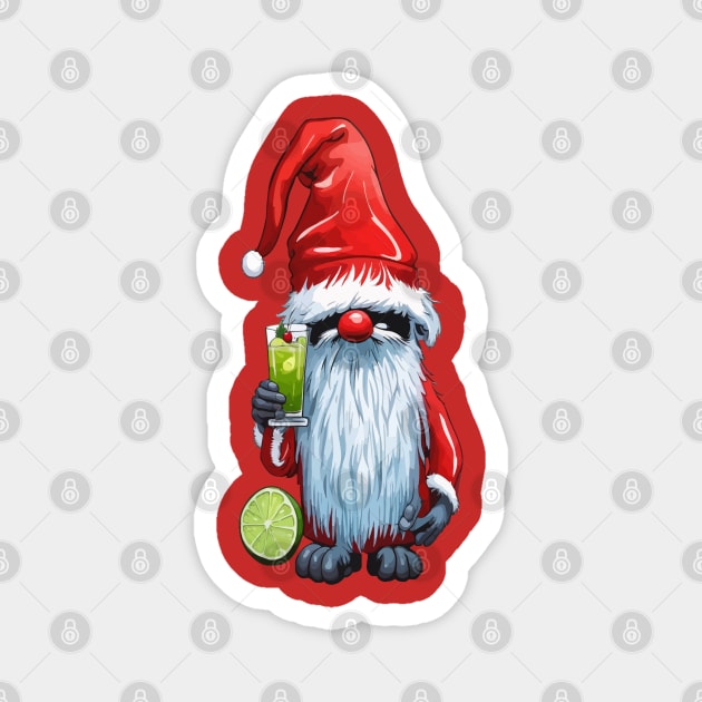 Nordic Nisse Gnome Gonk Holding A Glass Of‎ Lime Margarita Magnet by taiche