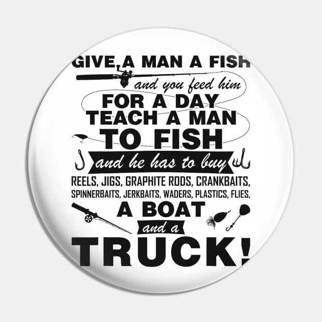 Fishing Quote Funny Give A Man A Fish Fisherman Christmas Pin by kasperek