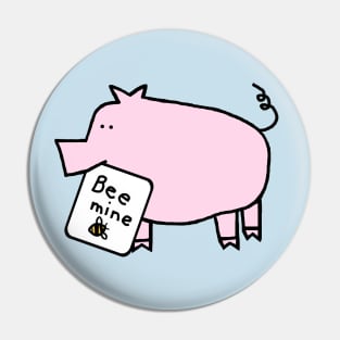 Cute Pig says Bee Mine on Valentines Day Pin