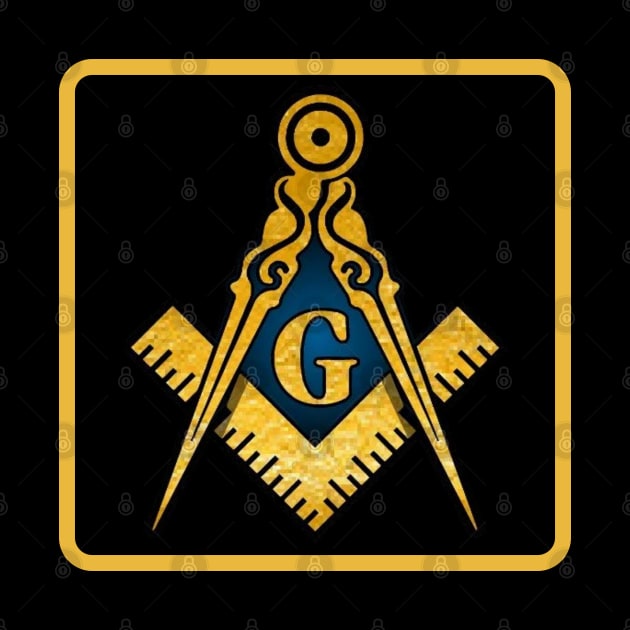Freemason Gold Square and Compass in Frame Masonic by Hermz Designs