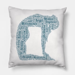 Yoga Excercise in Form Silhouette Shape Text Word Cloud Pillow