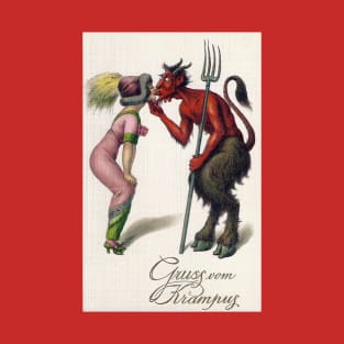 Krampus Kissing Edwardian Woman T-Shirt