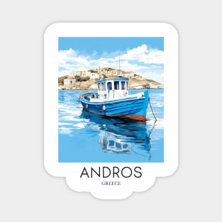 A Pop Art Travel Print of Chora Andros Island - Greece Magnet