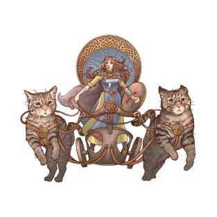 Frey Driving Her Cat Chariot T-Shirt