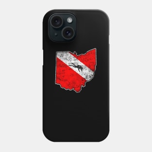 Ohio Dive Flag Scuba Diving State Map Dive Flag Distressed Phone Case