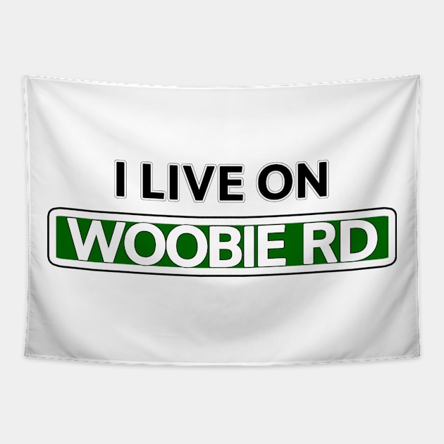 I live on Woobie Rd Tapestry by Mookle