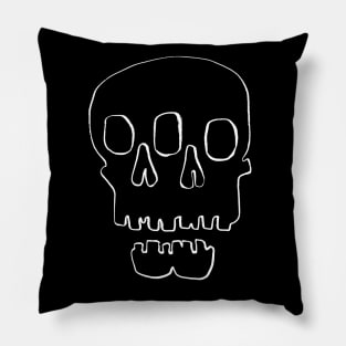 Hand-drawn white double skull Pillow