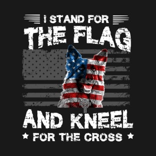 German Shepherd Dog Stand For The Flag Kneel For Fallen T-Shirt