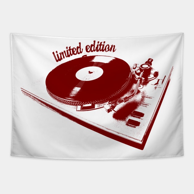 Red Turntable And Vinyl Record Illustration Tapestry by Spindriftdesigns