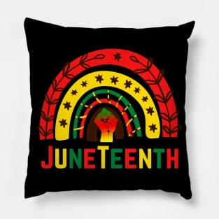 Boho Rainbow Fist Juneteenth, Cute African American Pride Gift Pillow