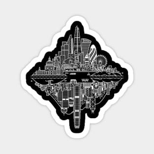 London Hong Kong Reversible Skylines - White Magnet