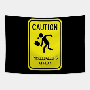 Caution: Pickleballers at Play Tapestry