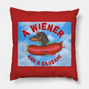 Cute dachshund flying hotdog plane Pillow