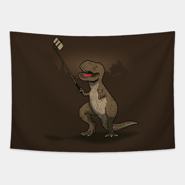 Funny Cute T-Rex Dinosaur Taking Selfie Funny Gift For Dinosaur Lovers Tapestry by Originals By Boggs