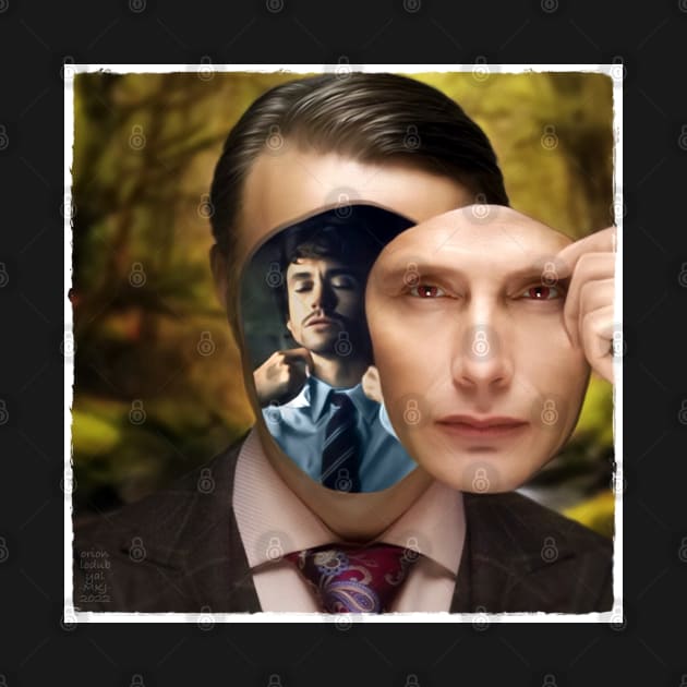 Hannigram Hannibal with Will Graham on His Mind Surreal Face Art by OrionLodubyal