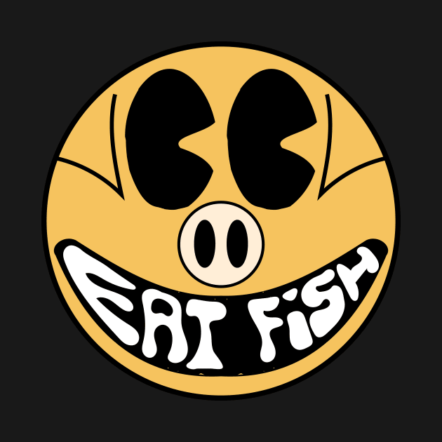 Smiling Piggy Stating Eat Fish by pelagio