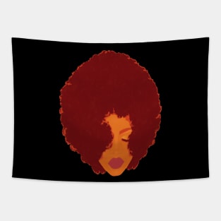 Stylish Woman with Beautiful Big Fluffy Afro (Black Background) Tapestry