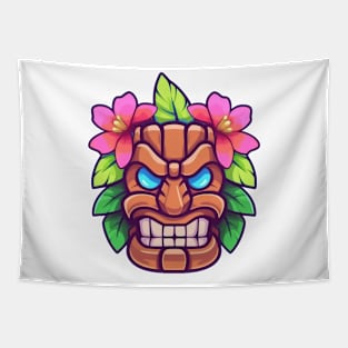 Vector Tiki Mask Tapestry