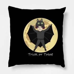 Lovely Kid in Halloween Bat Costume Pillow