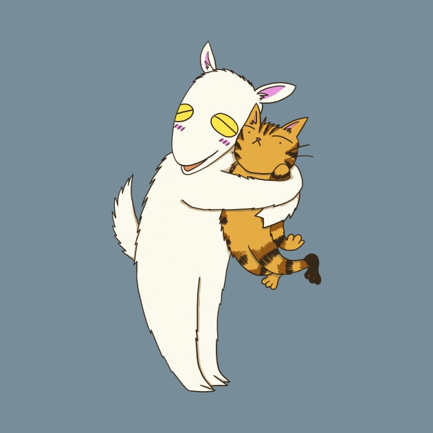 Tora and Yuki (cat and goat) - Hug by smithandco