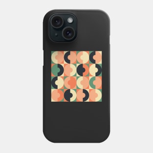 Retro Square and Circle Tile Green Black and Blush Phone Case