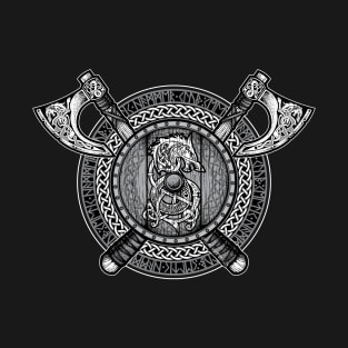 Fenrir Viking Shield (Grayscale) T-Shirt