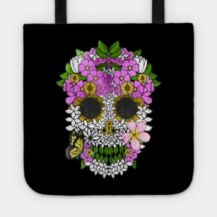 Dia De Los Muertos Skull Flowery Day Of The Dead Tote