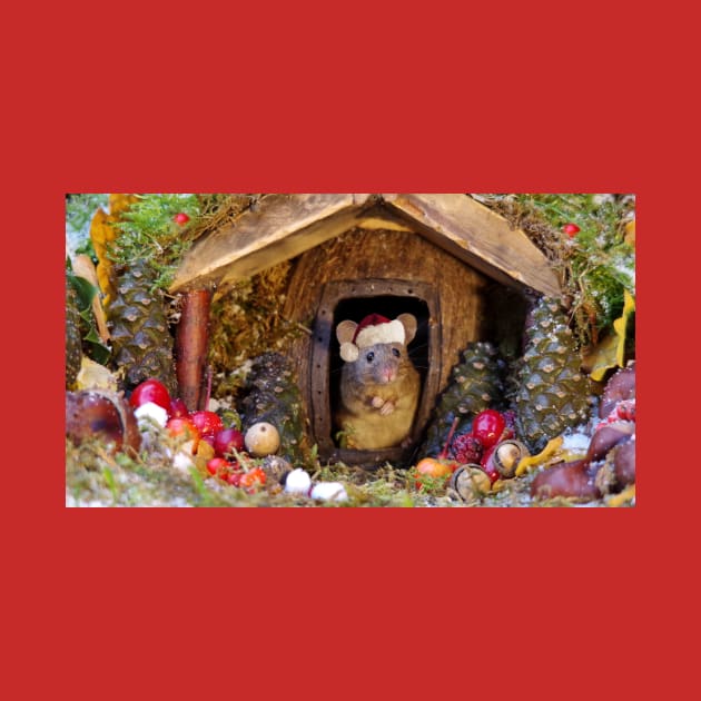 Christmas mouse in a log pile house by Simon-dell