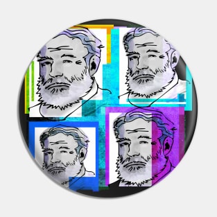 ERNEST HEMINGWAY, 20th Century American novelist, short story writer, journalist. 4-UP COLLAGE ILLUSTRATION Pin