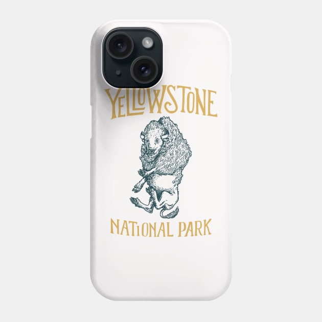 Yellowstone National Park Falling Bison Phone Case by calebfaires