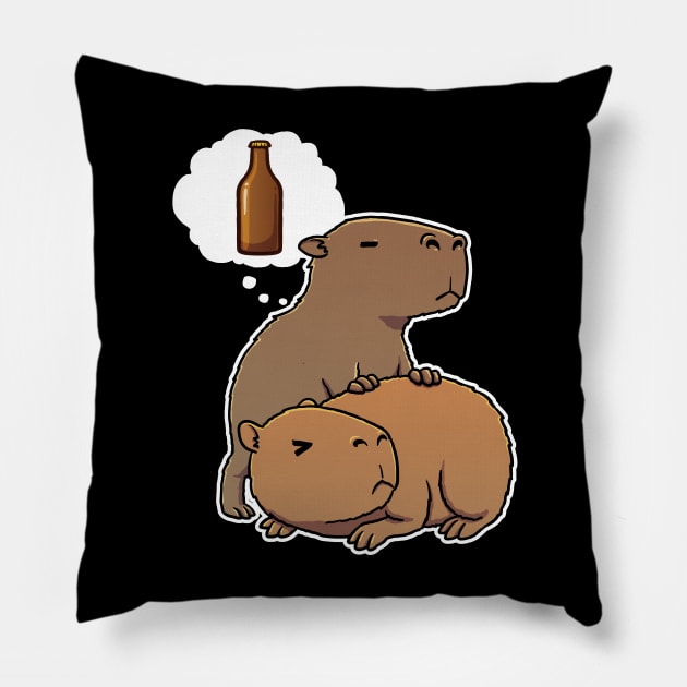 Capybara thirsty for a beer Pillow by capydays