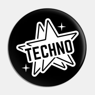 TECHNO  - Double Stars Retro (white) Pin