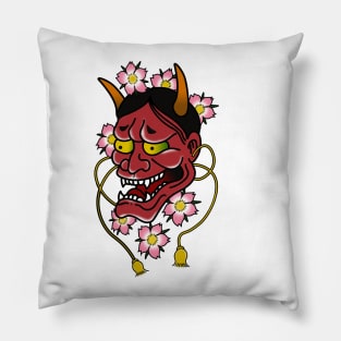 Traditional Hannya Sakura Mask (FULL) Pillow