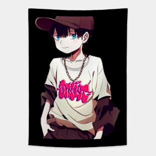 Hip hop style anime boys funny Tapestry