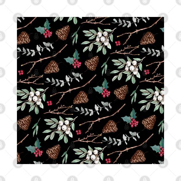 Black Christmas Pattern by AnisIllustration