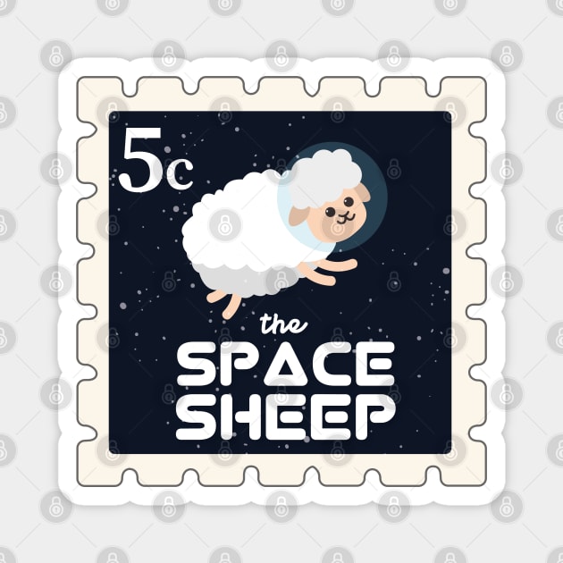 The Space Sheep | Postage Stamp | Funny Gift Ideas Magnet by Fluffy-Vectors