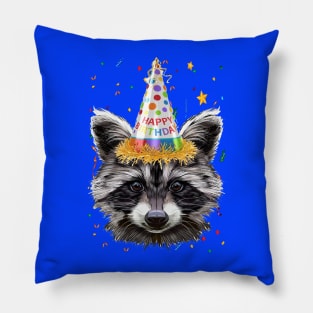 happy birthday Raccoon mapache cumpleaños Pillow