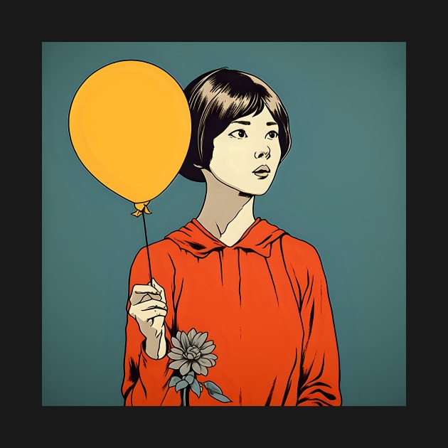 Asian woman with balloon by KOTYA