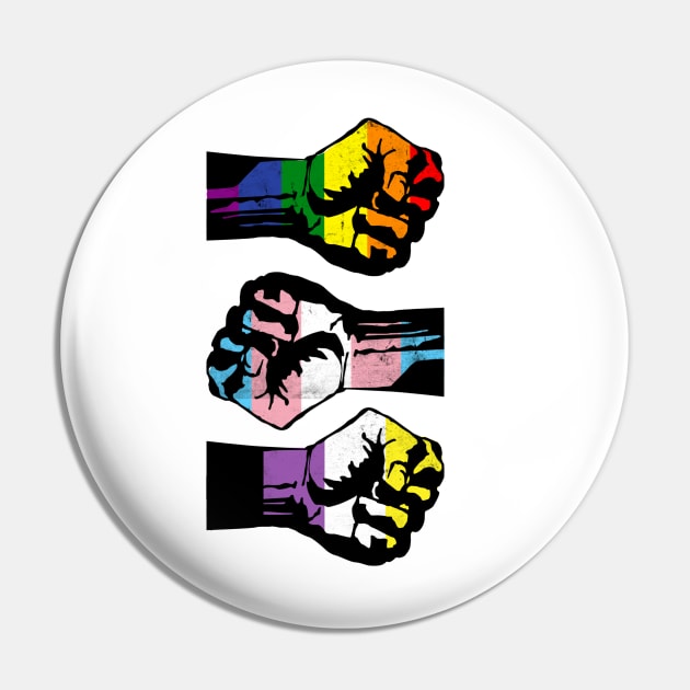 Distressed Gay Transgender Non Binary LGBTQ Pride Pin by LittleFlairTee
